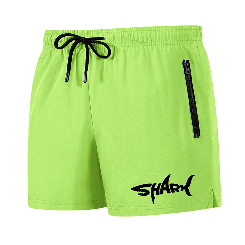 Hai-Grafik Herren Badeshorts Sommer Lässige Strandshorts mit Netzfutter Reißverschlusstaschen Schnell trocknende Badehose