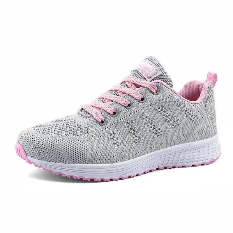 Damen Freizeitschuhe Mode Atmungsaktive Walking Mesh Flache Schuhe Sneakers Weiß Damen Fußbekleidung