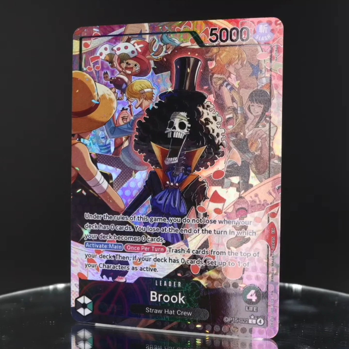 One Piece TCG OPCG Englisch Leaderkarte OP15 Leader-Karten-Set Ruffy Lucy Enel Krieg Rebeca Brook KAMI's Island Textured Foil Karte