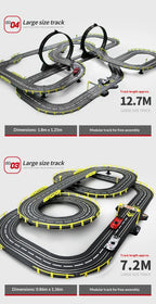 Elektrische ferngesteuerte Slot-Car-Rennbahn, groß, 2 Spieler, wettbewerbsfähig, Dual-Modus, ferngesteuert, einstellbar, Spleißen, Kinder-Erwachsenen-Geschenkset