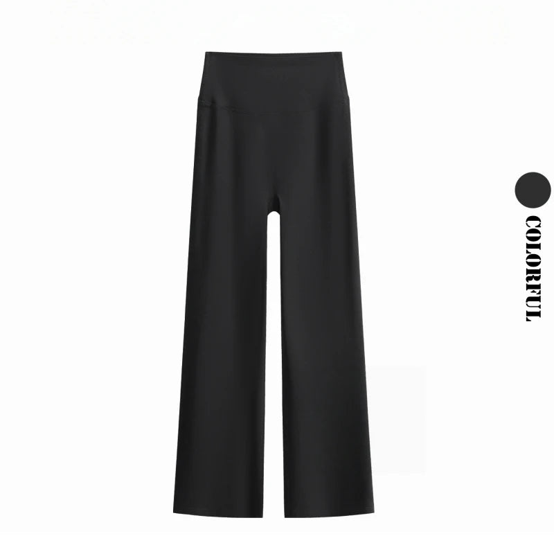 DRUR Damen High Waisted Capri 3/4 Yoga Leggings mit Bauchkontrolle Schlaghose für Fitnessstudio Laufen Tanz Sommer Neu