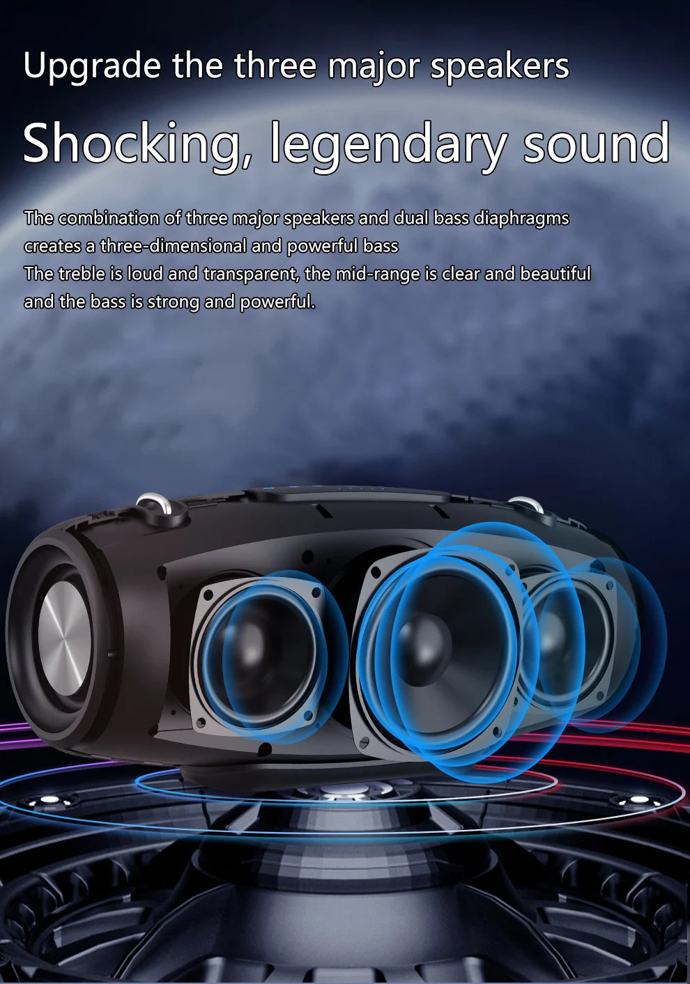 ZEALOT S67 Tragbarer Bluetooth-Lautsprecher mit Schultergurt, wasserdicht für den Außenbereich, Stereo-Klang, starker Bass, 40 Std. Wiedergabe