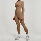 SVEIC Damen Zweiteiliger Trainingsanzug Yoga Set Langarmjacke High Waisted Leggings Atmungsaktive Sportkleidung Für Frauen