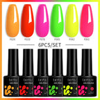 LILYCUTE 7ML 6PCS Neon Gel Nagellack Set fluoreszierend Farbwechsel Semi Permanent Soak Off Maniküre-Kit Nail Art Gel