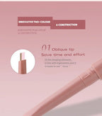 Matter aufhellender Seidenraupen-Stift, Pinkbrauner zweifarbiger Highlighter-Konturschattenstift mit Detail-Verblendpinsel für Augen-Make-up