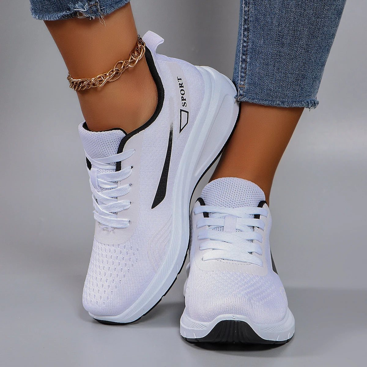 Frühlings-Freizeitsportschuhe für Damen, modisch, atmungsaktiv, leicht, rutschfest, verschleißfest, flache Schuhe