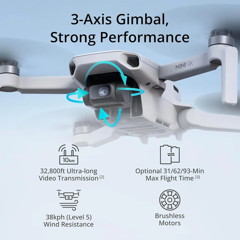 DJI Mini 4K Drohne Kamera 249g 3-Achsen Gimbal Stabilisierung 10km Videoübertragung Auto Rückkehr Widerstand Lange Akkulaufzeit Original C0