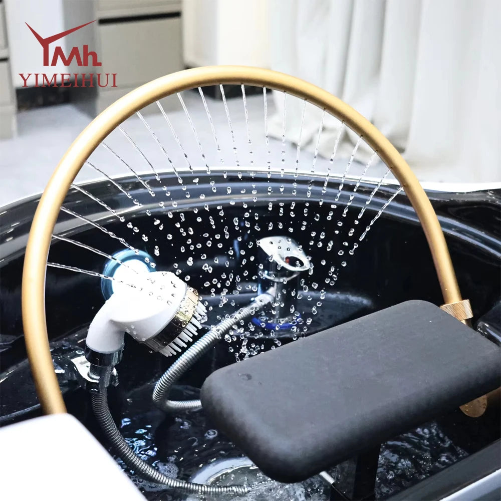 Salon Head Spa Kunstleder Kopftherapiebetten Automatische Massage Shampoobett Komfortables ergonomisches Design Hoher Dichte Schwam
