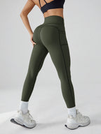 Damen High-Waist Butt-Lifting Leggings - Taschen, doppellagig, ideal zum Radfahren & Laufen