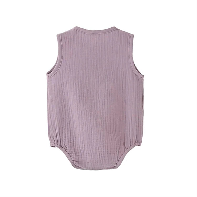 Sommerfester Strampler für Neugeborene aus 100 % Baumwolle und Leinen, ärmelloser Overall für Jungen und Mädchen, weich, hautfreundlich, dünn, bequem