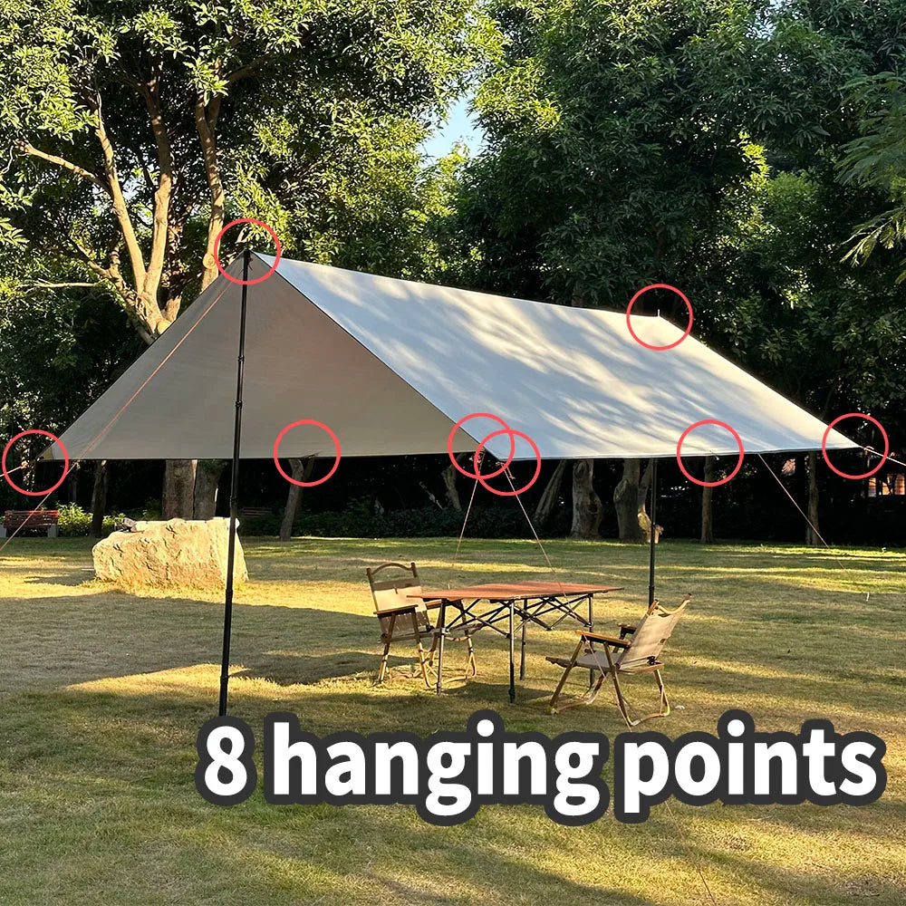 Campingplane Wasserdichtes Zelt Touristenmarkise Schatten Gartenüberdachung Strandsonnenschutz Outdoor Ultraleichter Sonnenschutz Wandern Rucksackreisen