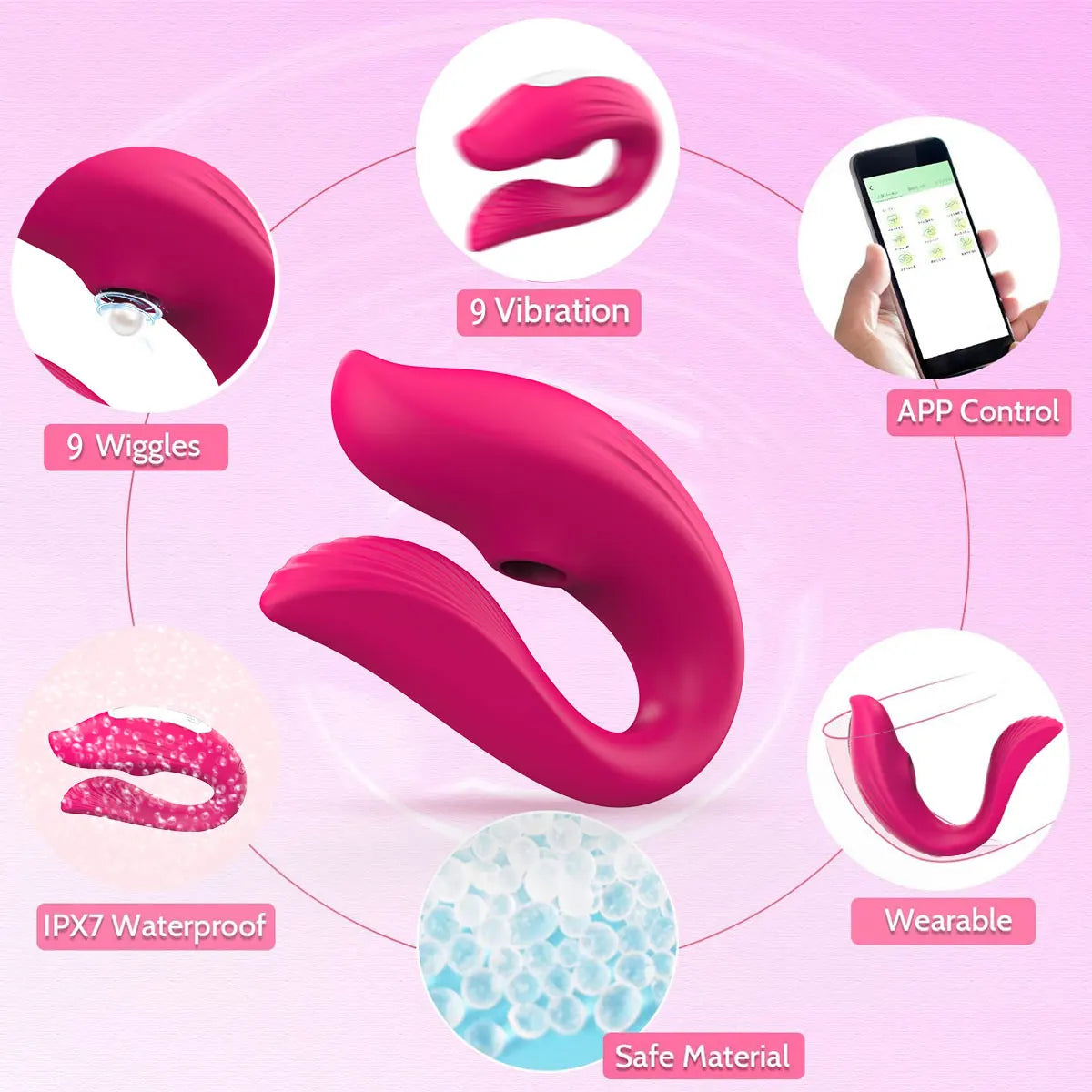 Leistungsstarker kabelloser ferngesteuerter Vibrator tragbarer U-förmiger Dildo-Massager Dual-Kitzler-Stimulation Paar-Sexspielzeug für Frauen