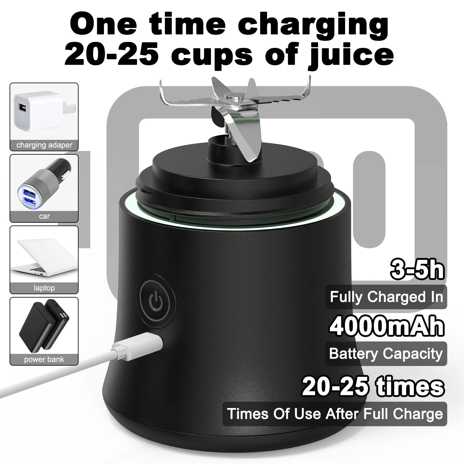 Neuer tragbarer Mixer 600ML Elektrischer Entsafter Fruchtmixer 4000mAh USB wiederaufladbarer Smoothie Mini Mixer Persönlicher Entsafter farbenfroh