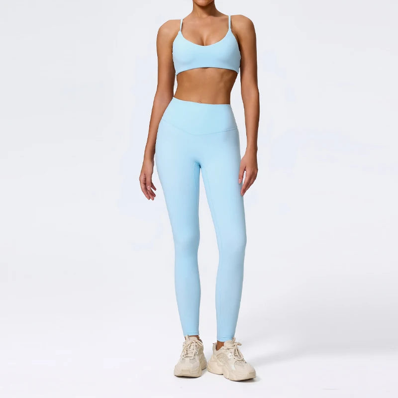Hearuisavy Sommer Superweiches 2-teiliges Damen-Sportshorts-Set atmungsaktives Fitness-Yoga-BH Freizeit-Push-Up-Workout-Crop-Top