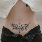 1 Stück charmante Tattoo-Aufkleber, wasserdicht, haltbar, ein bis zwei Wochen, für Mädchen, Bauch, Brust, Rücken, Taille, nicht reflektierend, Dornen-Cyan