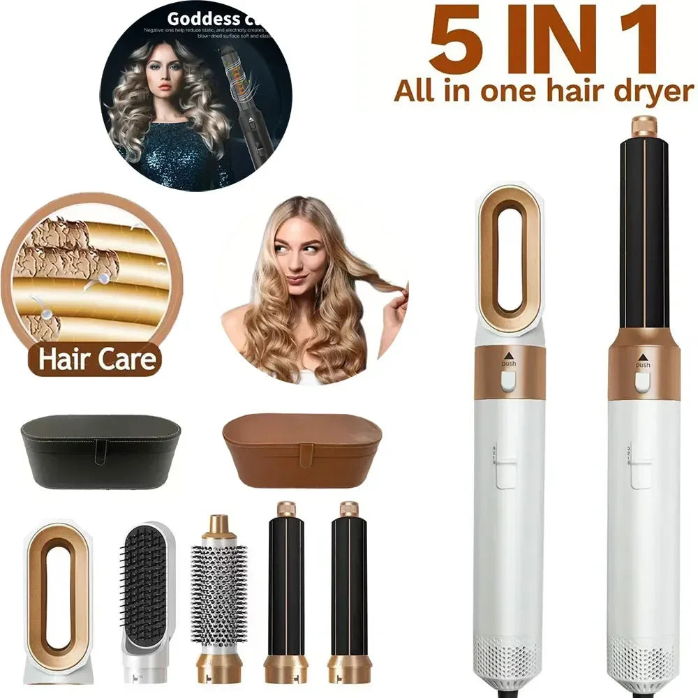 5-in-1 Warmluftbürste Heißluftkamm-Set Professioneller Lockenstab Haarglätter Styling-Tool für professionelle Haartrockner