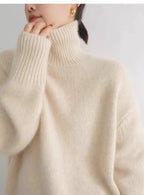 2024 Herbst und Winter Neuer dicker Kaschmirpullover Damen Rollkragenpullover Warm Locker Gestrickter Basispullover Jacke Oberteile