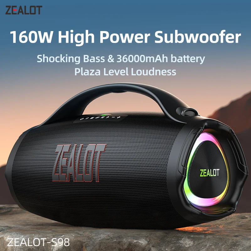 ZEALOT S98 160W Tragbarer Bluetooth-Lautsprecher mit hoher Leistung, kabelloser TWS-Subwoofer, wasserdichter mobiler HIFI-Qualität Hauptbild