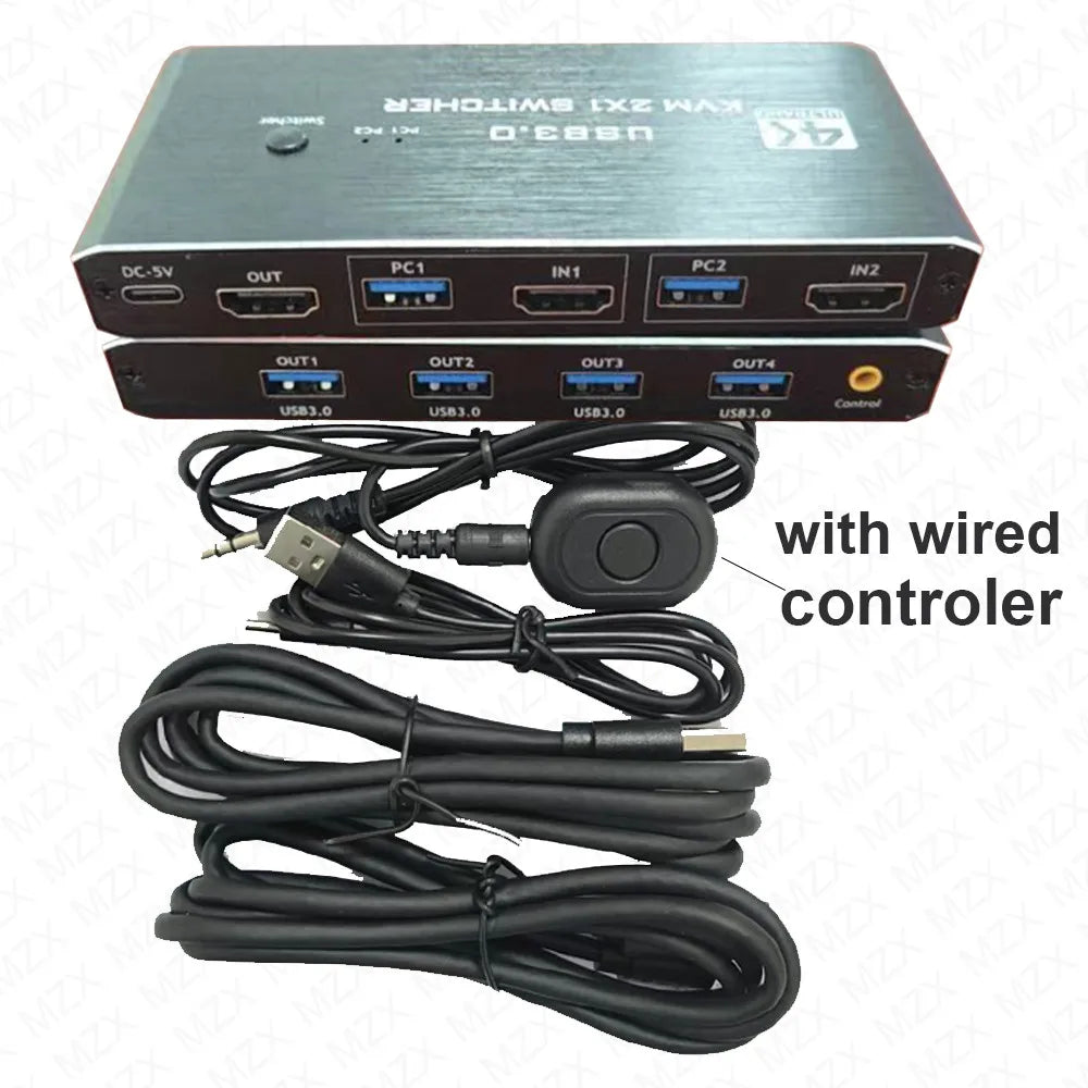 KVM Switch 4K 60Hz Switcher USB 3.0 Hub Docking Station Splitter Dock 2 Computers Share Keyboard Mouse Printer PC Accessories