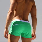 2025 Einfarbige Low-Rise Herren-Badeshorts | Reißverschluss & Kordelzug & Reißverschlusstasche hinten für sicheres und dezentes Tragen