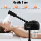 Black Professional Face Steamer Nano-Ion Ozone Hot Mist with LCD Screen Adjustable Height for Salon Home Spa Aging Reduction