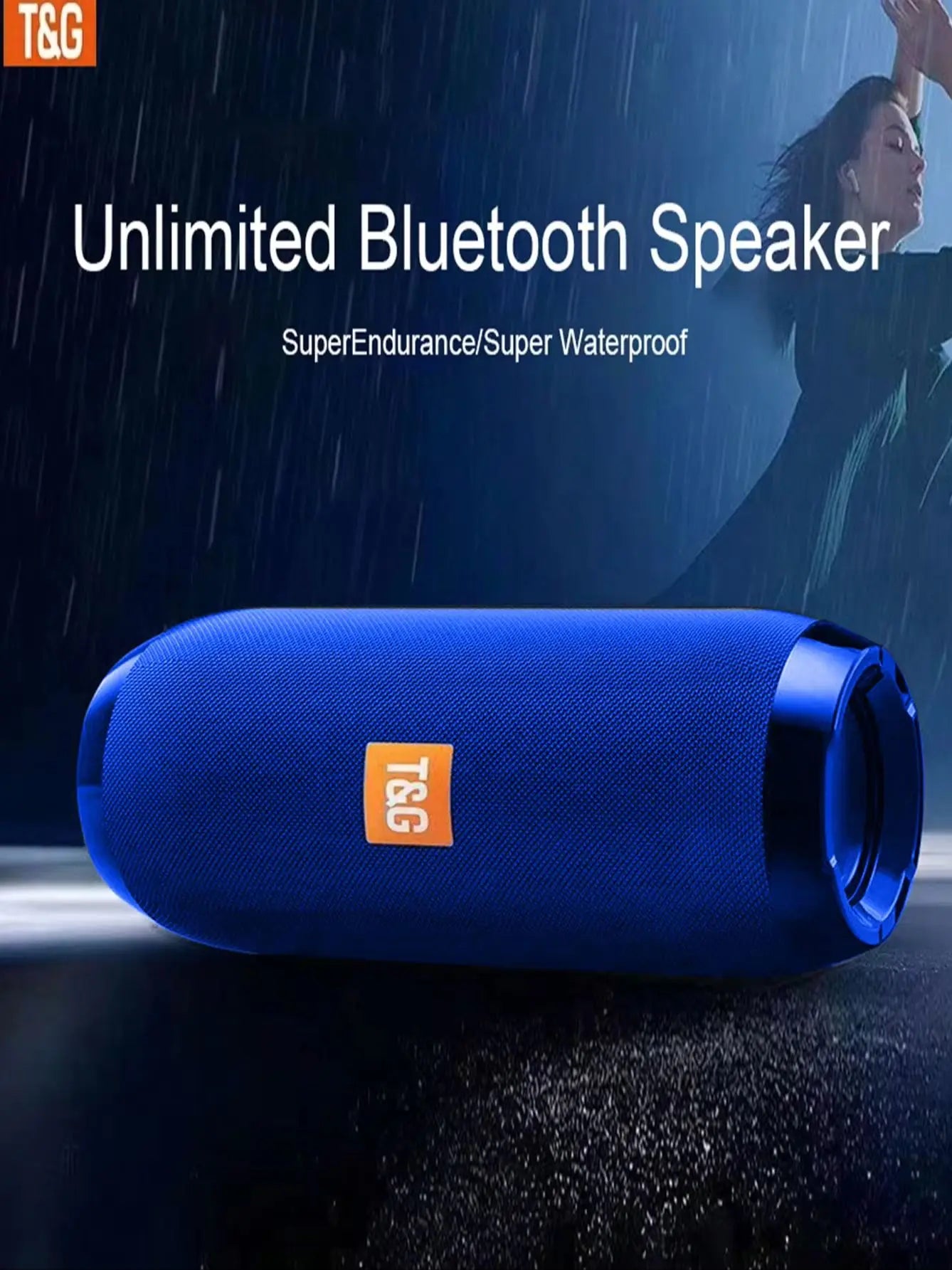 TG117 Portable Outdoor Wireless Bass Speaker With Charging Cable And Aux Cable - FM TF USB Plug-in Card Compatible
