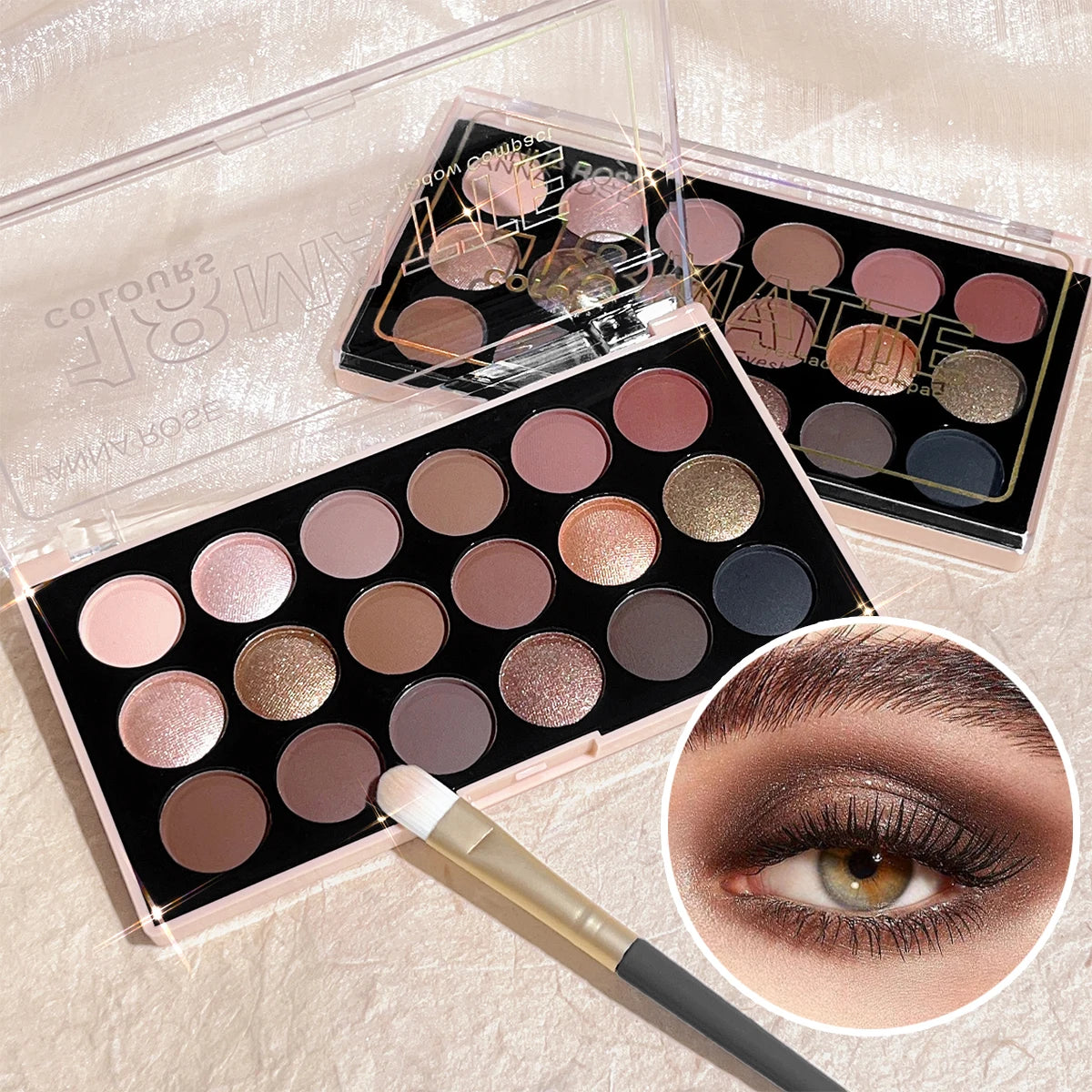 18-Farben-Lidschatten-Palette – Perlglanz, Matt, feiner Schimmer, Glitzer, Erdtöne, langanhaltend, hochpigmentiert Hauptbild