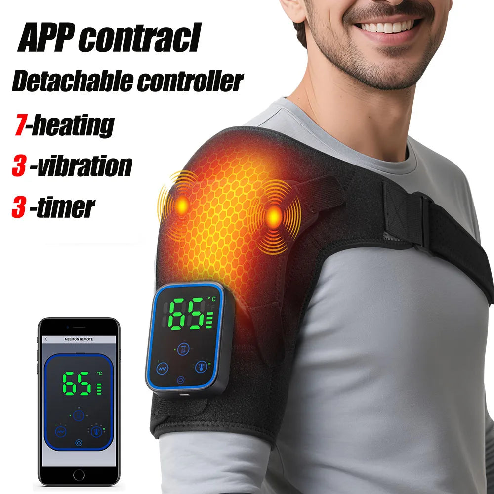 Elektrische Heizschulterstütze mit LED-Anzeige, Vibrations-Schultermassage-Gürtel zur Gelenkpflege und Muskelentspannung
