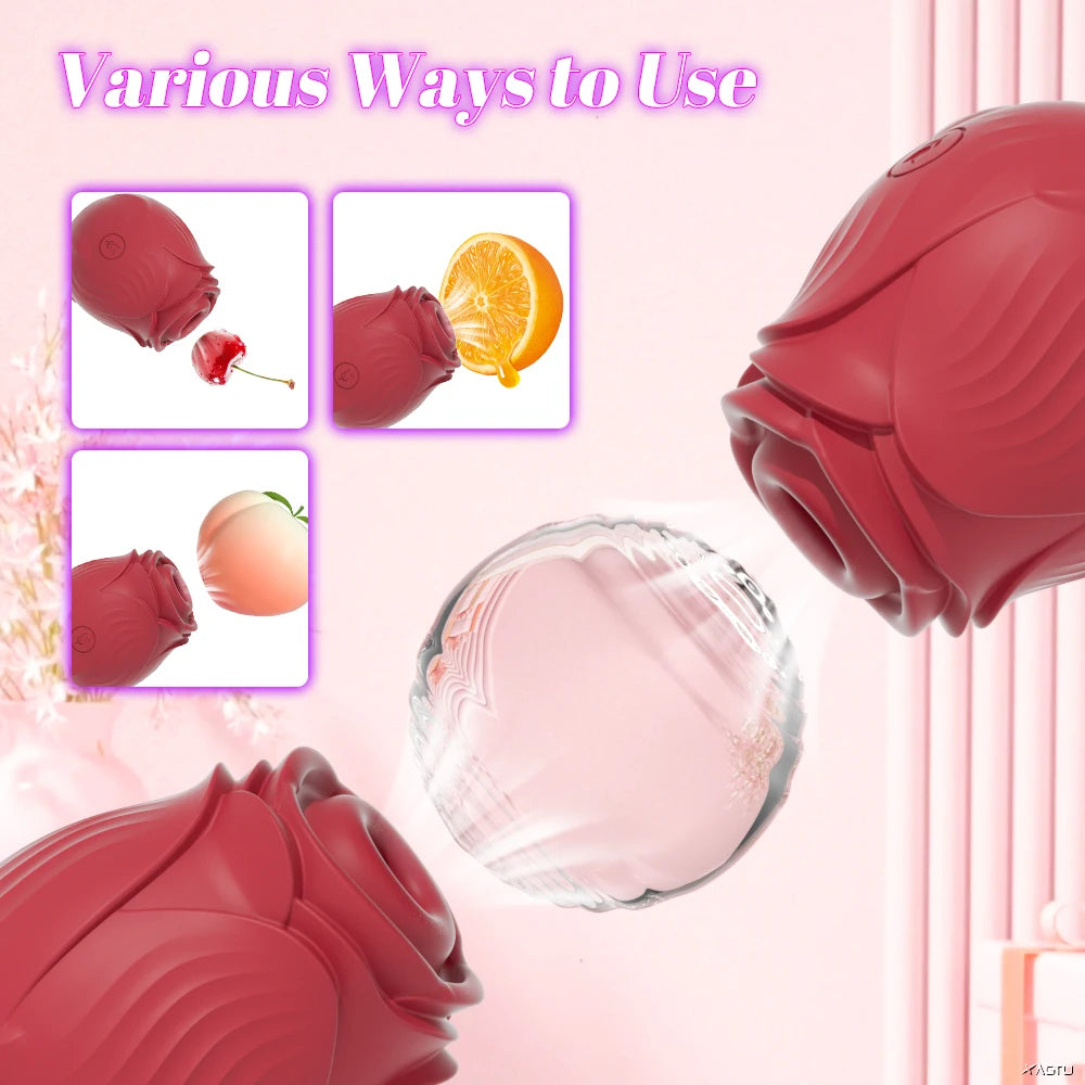 Leistungsstarker Saugvibrator für Frauen Vakuum-Klitorisstimulator Oralsauger für weibliche Brustwarzen Klitoris-Sauger Vibrations-Sexspielzeug für Erwachsene Rosen-Spielzeug