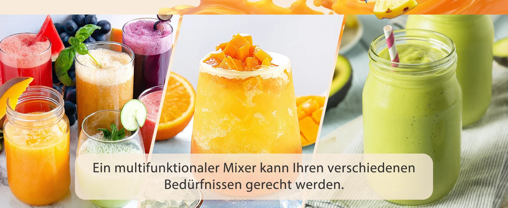 Aigostar Standmixer und Smoothie Maker, 1,5 Liter Glasbehälter, Titanbeschichtete Klingen, Eisfunktion, 2 Geschwindigkeiten + Pulsfunktion
