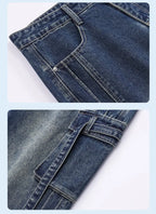 Autumn New Men's Loose Jeans Multi-pocket Work-wearing Jeans Street Hip-hop Straight Wide-leg Pants Baggy Dance Pants