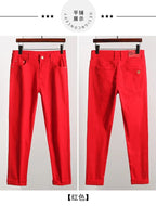 5 Farben Herren Bunte Denim Stretch Stretch Jeans Elastische Gelb Pink Rot Slim Herren Bekleidung Einfache Business Denim Hosen
