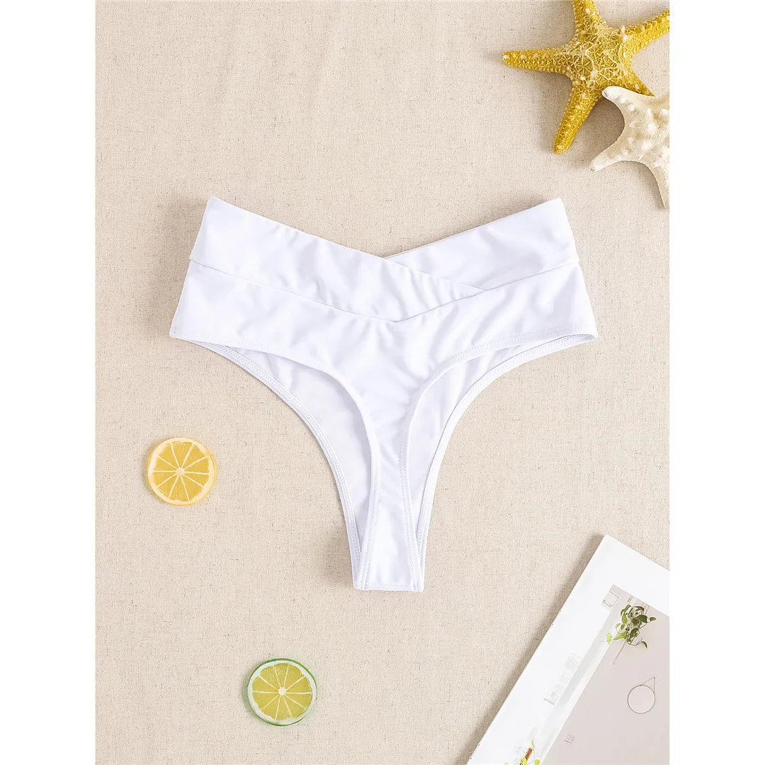 S - XL High Waist High Leg Cut Bikinihose Damen Bademode Weibliche Bademode Brasilianische Tanga Höschen Unterwäsche K7095