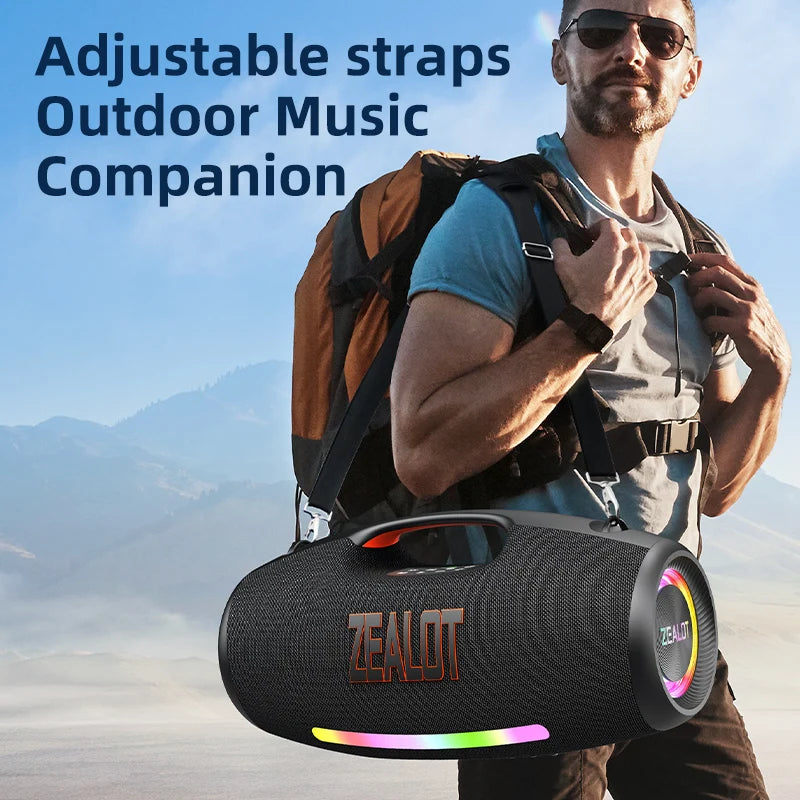 ZEALOT-S89 250W Wasserdichter tragbarer Bluetooth-Lautsprecher, kabelloser Outdoor-Boombox-SubwooferDreifach passive Radiatoren-Tiefer Bass