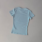 Hautenge, einfarbige Yoga-Kleidung für Damen: Schnelltrocknendes, elastisches, eng anliegendes T-Shirt, Fitness-Oberteil