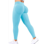 Nahtlose Damen-Yogahose mit festem Bund, dreifachem Bund, sexy, hüfthebend, enge Sporthose, Fitness-Trainings-Yogahose