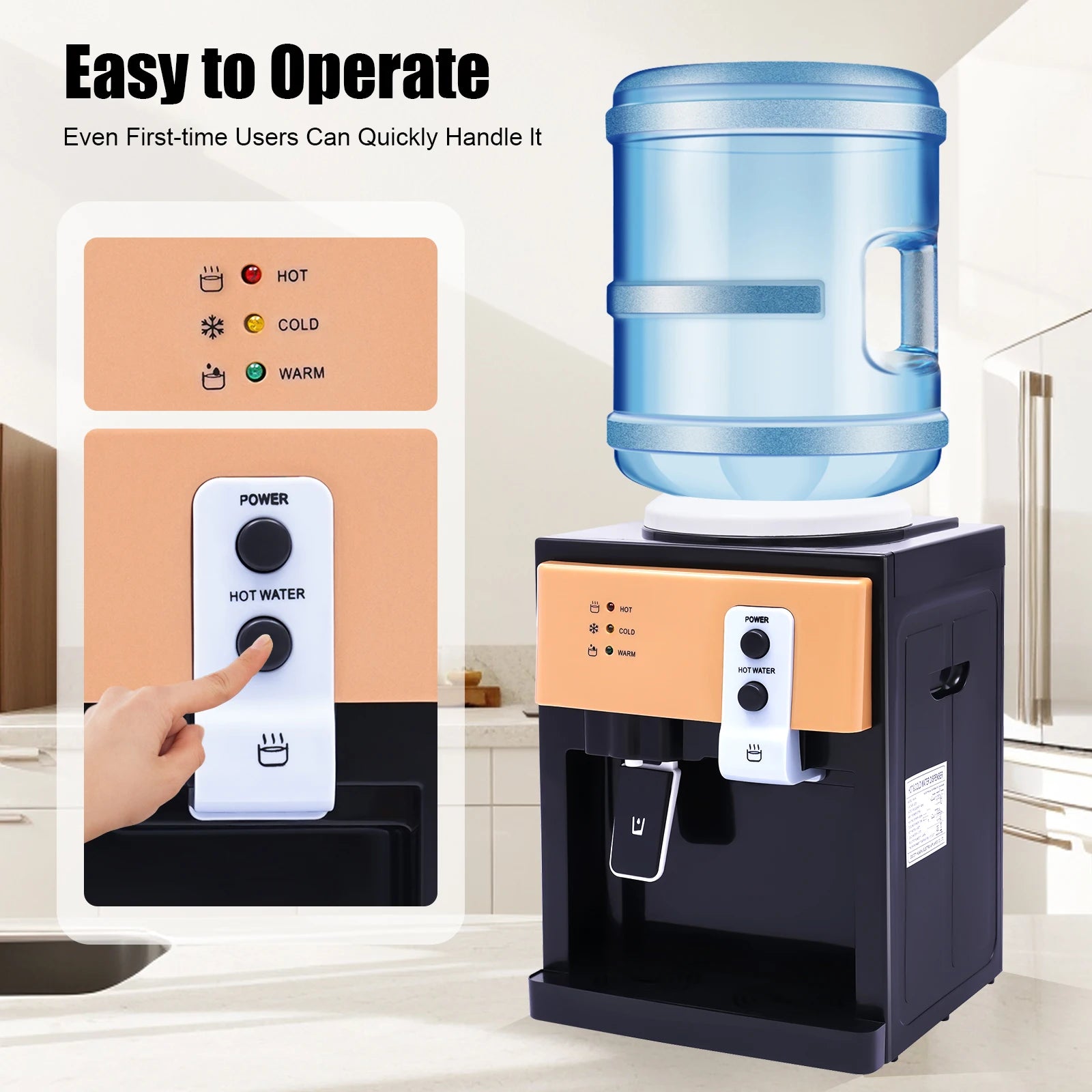 220V Heiß-Kaltwasserspender mit Top-Loading, für 3.5L/5L/10L/18.9L Flaschen, Tischgerät für Schreibtische, Couchtische