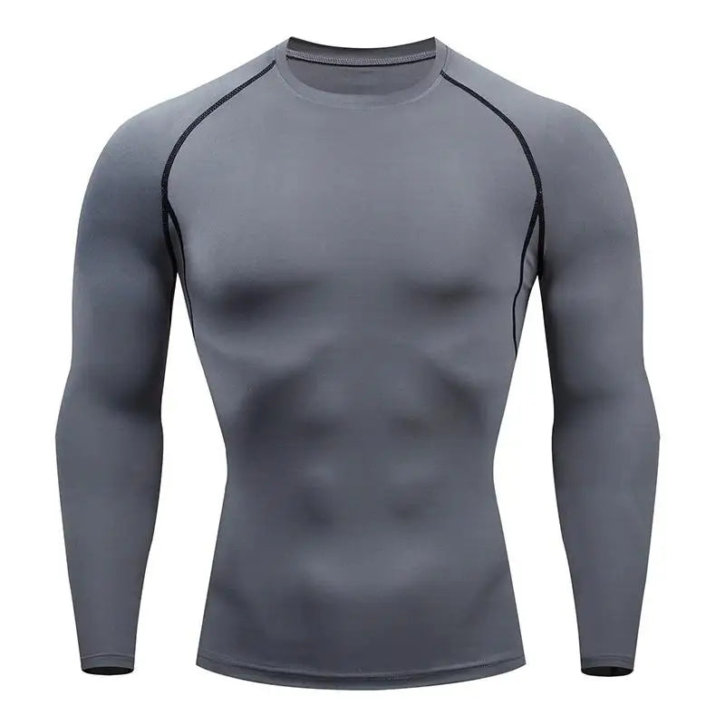 Kompressions-Laufshirt Herren Langarmshirt für Männer Sportbekleidung Schnelltrocknend Fitness T-Shirt Training Workout Muskelshirt