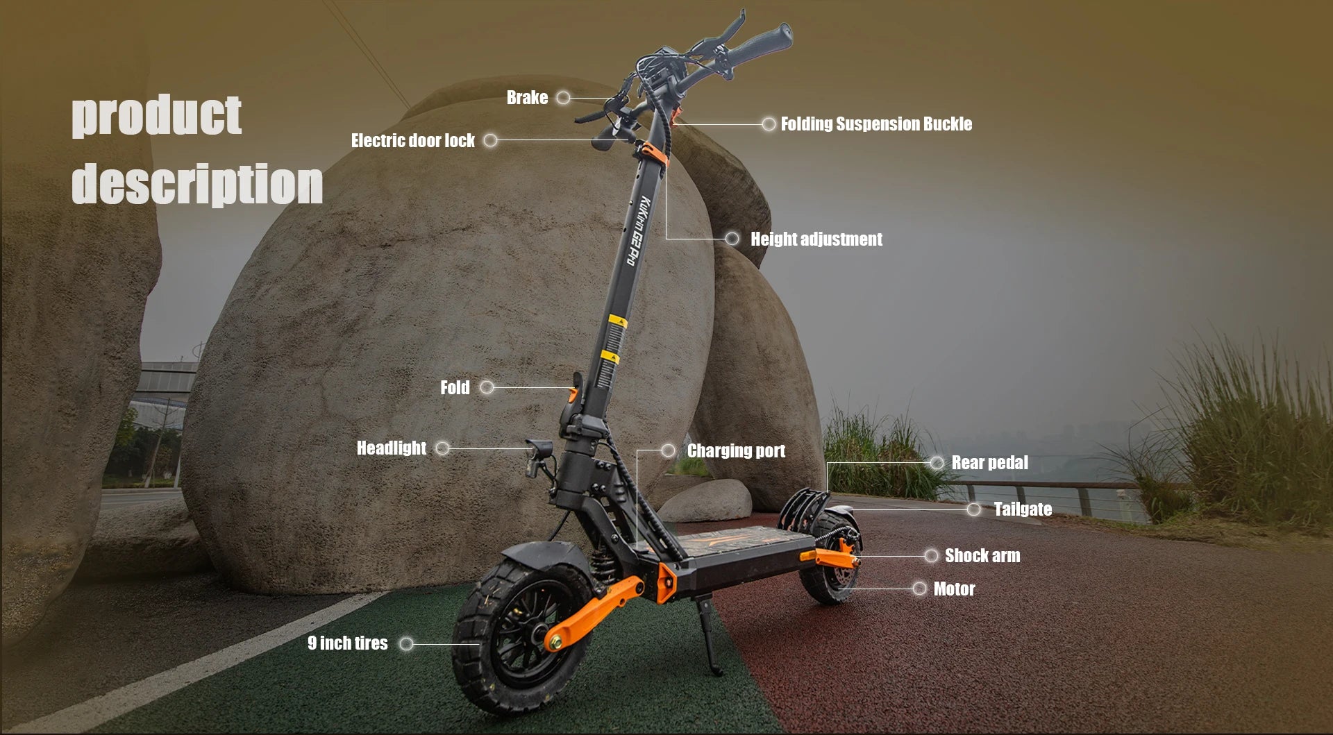 EU-Lager KuKirin G2 Pro (VMP) Elektroroller 48V 15.6Ah Akku 500W Motor 25km/h Max. Geschwindigkeit 55km Reichweite Original Tretroller