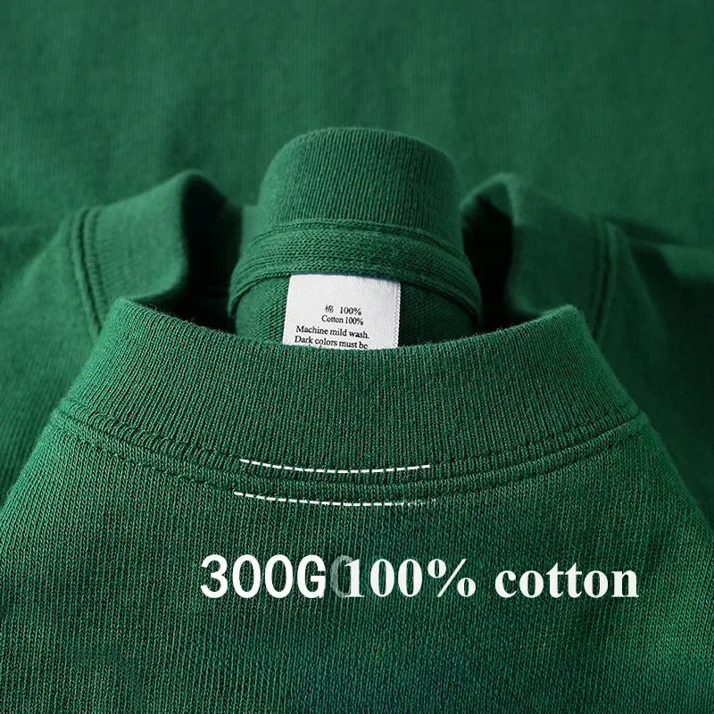 Sommer Baumwolle Strapazierfähiges 300-Gramm-T-Shirt aus amerikanischer Reinbaumwolle für Herren mit kurzen Ärmeln, lässiges Basic-Oberteil, Oversized T-Shirt