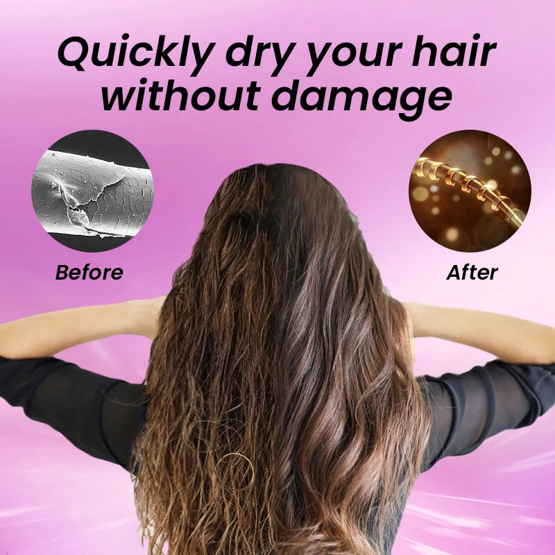 Professioneller Föhn für Reisen und Zuhause, leistungsstark, ionisch, Friseur-Salonausstattung, Heiß- und Kaltluft, Super Black One Step Haartrockner