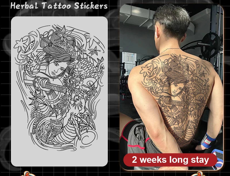 Magic Juice Tinte Wasserdichte Tattoo Aufkleber Große Größe Kräutersaft Temporäre Tattoos Männer Body Art Drache Tiger