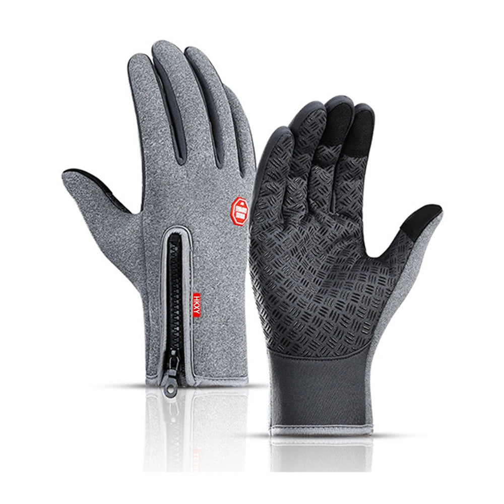 Winter Fahrradhandschuhe Herren Damen Motorrad Fleece Sport Reißverschluss Herbst Touchscreen Warm Wasserabweisend Winddicht Rutschfest Handschuh