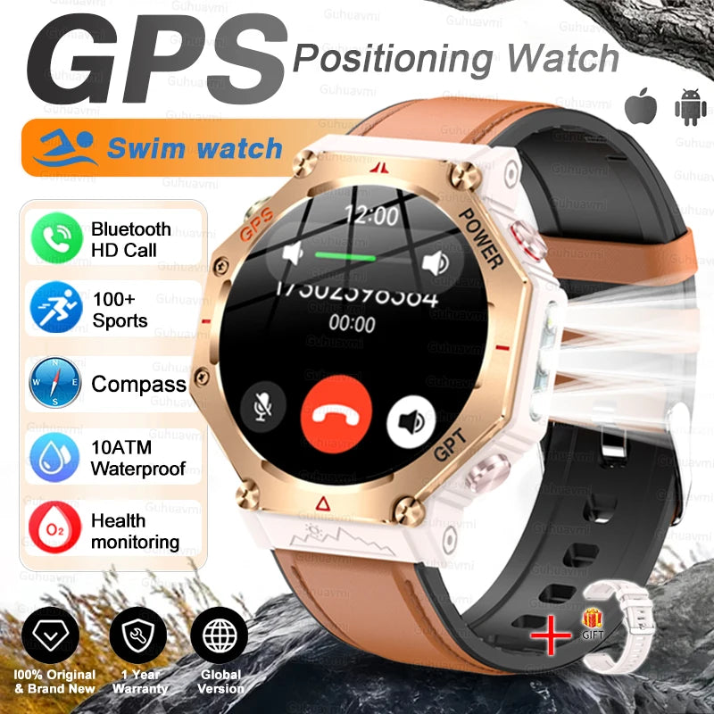T-Rex 3 Ultra Militärische GPS-Smartwatch 10ATM Wasserdicht Kompass Höhenmesser Barometer AMOLED Herren HD Anruf Sport-Smartwatch