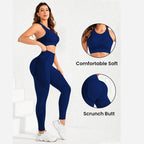 2-teiliger Anzug, Damen Yoga Anzug, schöne Rücken-High-Waist-Hosen-Kombination, nahtlose, super elastische, ideale Fitnesskleidung