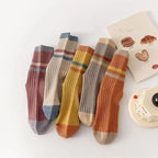 5 Paar gestreifte Socken für Damen, bequem, weich, mittellang, Winter, Harajuku, lustige Freizeitsocken, Damenstrümpfe, Strumpfwaren