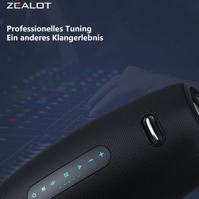 ZEALOT S67 Tragbarer Bluetooth-Lautsprecher mit Schultergurt, wasserdicht für den Außenbereich, Stereo-Klang, starker Bass, 40 Std. Wiedergabe