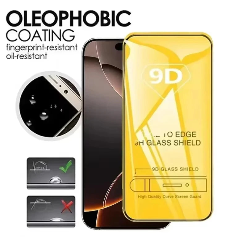1-5 Stücke 9D Full Cover Panzerglas für iPhone 17 16 15 11 12 13 14 Pro Max 16E Displayschutzfolie für iPhone 13 Mini XR X XS Max