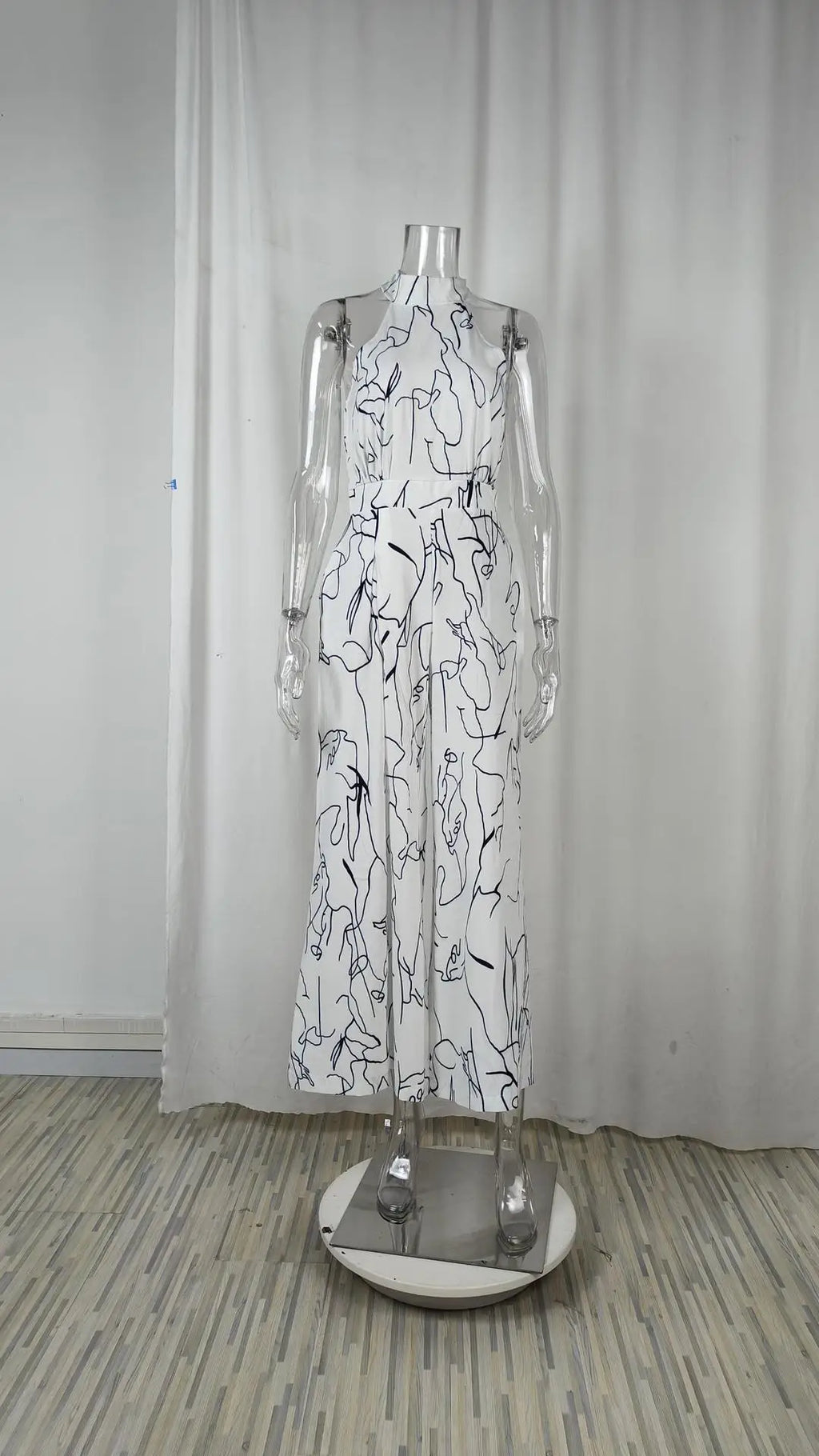 Sexy ärmelloser Jumpsuit Büro-Dame Frühling Sommer Mode Lässige schulterfreie bedruckte Jumpsuits für Frauen 2024 Einteiler Strampler