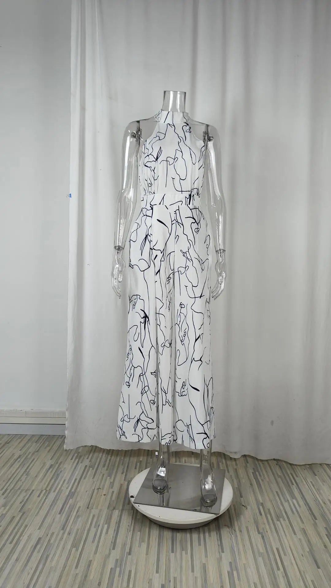 Sexy ärmelloser Jumpsuit Büro-Dame Frühling Sommer Mode Lässige schulterfreie bedruckte Jumpsuits für Frauen 2024 Einteiler Strampler